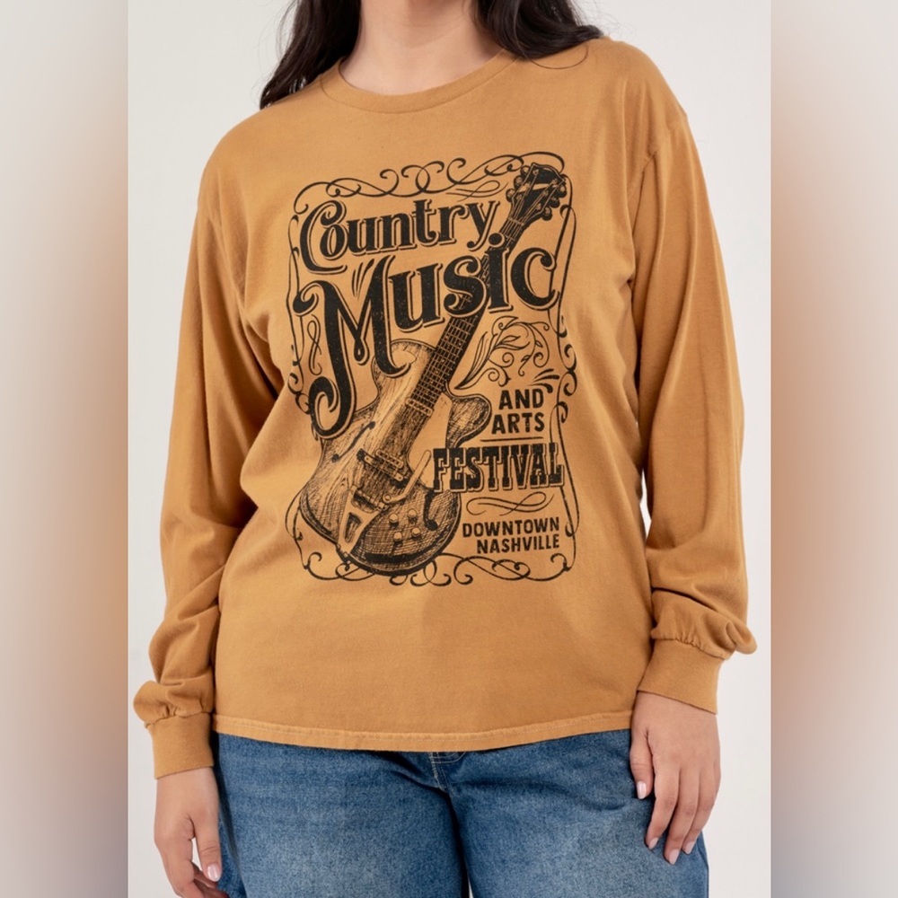 FULL TILT Womens Country Music Long Sleeve Tee Size Small